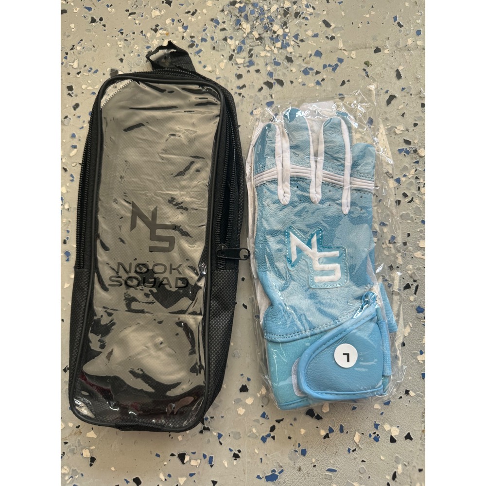Nook Squad Youth Golf Glove -‎ Blue & White - Includes Case - Size L